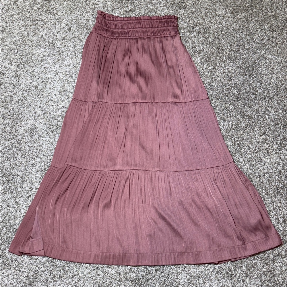 Anthropologie Mauve Tiered Maxi Skirt